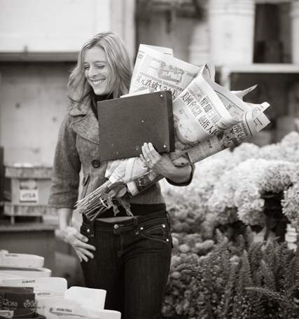 Anita picking out wedding flowers