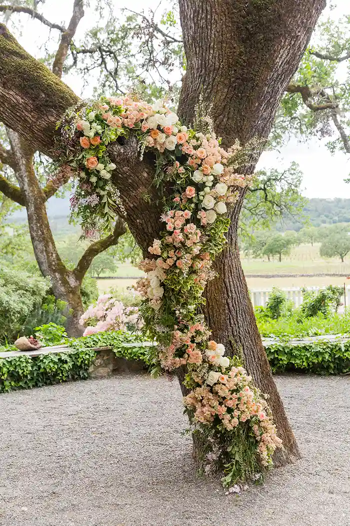 Wedding Flowers intertwined on a tree